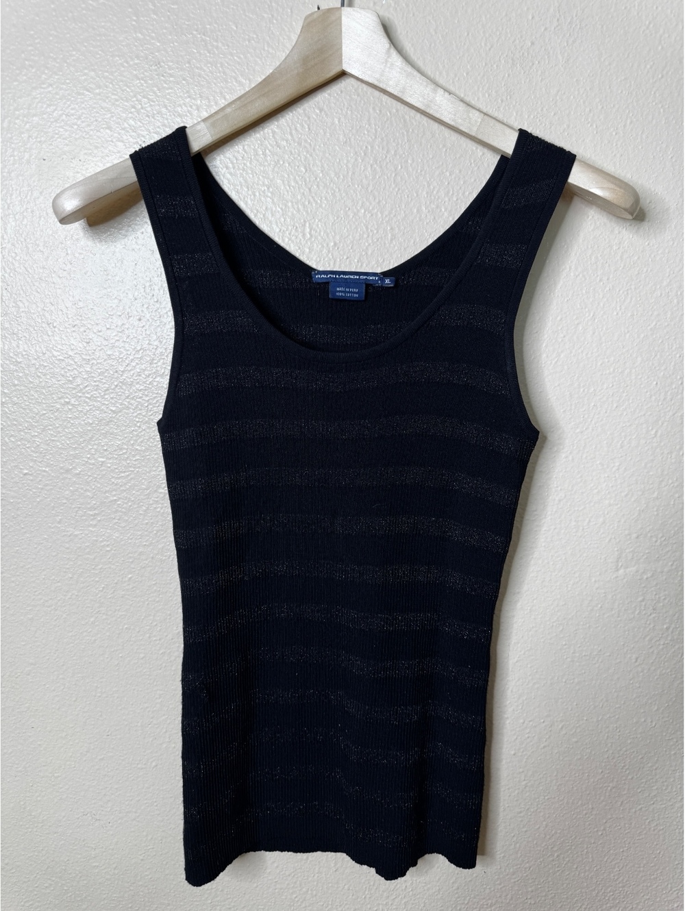 Ralph Lauren Sport Women’s XL Black 100% Cotton Ribbed Knit Sleeveless Tank Top